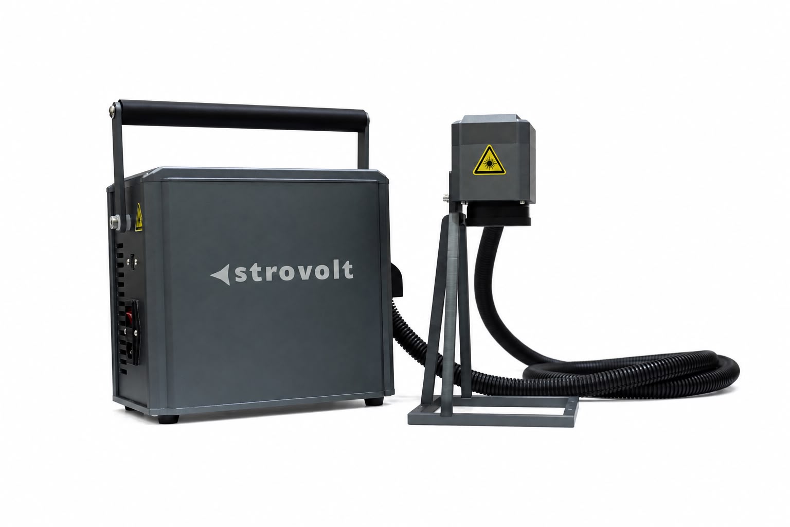 STROVOLT STROLS-M-35218 30W Adaptive Pulse handheld portable laser marking machine with galvo head on stand