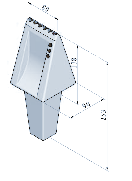 STROVOLT STRO-FD002 flat tooth technical drawing with dimensions in mm