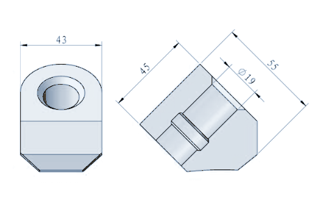 STROVOLT STRO-FD010 weld-on holder technical drawing with dimensions in mm