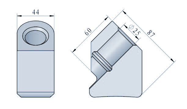 STROVOLT STRO-FD020 weld-on holder technical drawing with dimensions in mm