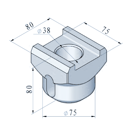 STROVOLT STRO-FD004 weld-on holder technical drawing with dimensions in mm