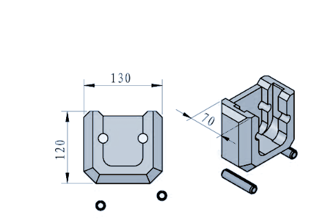 STROVOLT STRO-RC003 weld-on holder technical drawing with dimensions in mm