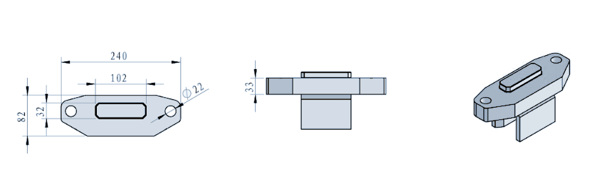 STROVOLT STRO-RC006 weld-on holder technical drawing with dimensions in mm