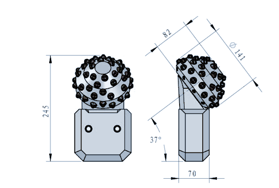 STROVOLT STRO-RC001 roller cone bit technical drawing with dimensions in mm