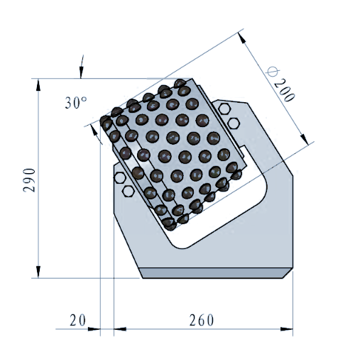 STROVOLT STRO-RC008 roller cone bit technical drawing with dimensions in mm