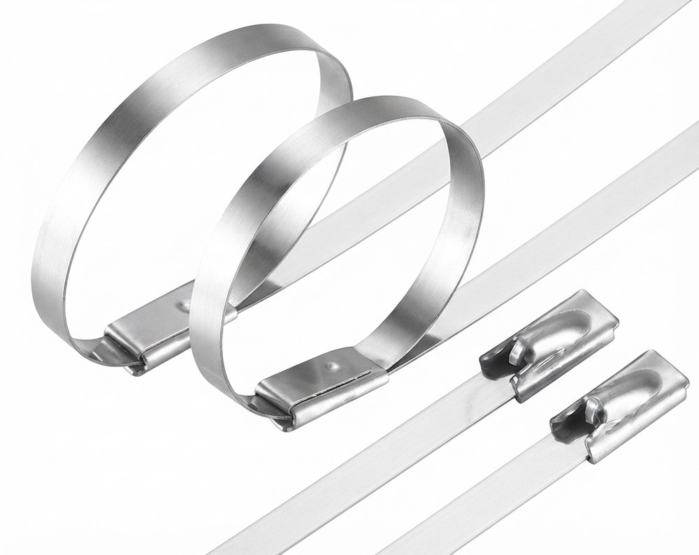 STROVOLT stainless steel ball lock cable ties 7.9×450mm, durable reusable heavy-duty fastening solution