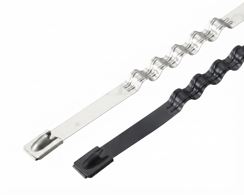 STROVOLT stainless steel self-locking cable ties, 7.9x450mm, durable spring-type fastening solution