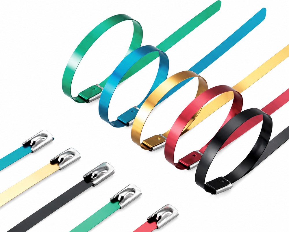 STROVOLT stainless steel epoxy coated cable ties, ball lock type 10×200mm, durable and corrosion-resistant