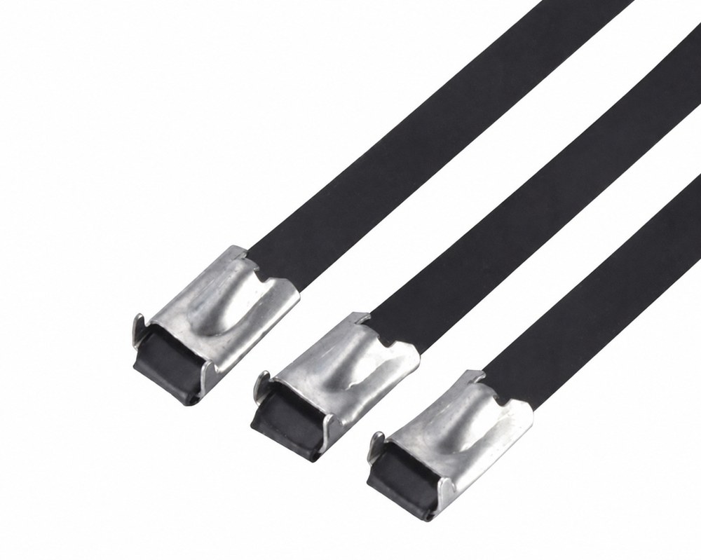 STROVOLT stainless steel epoxy coated cable ties, ball lock type C-450, durable and corrosion-resistant for secure bundling