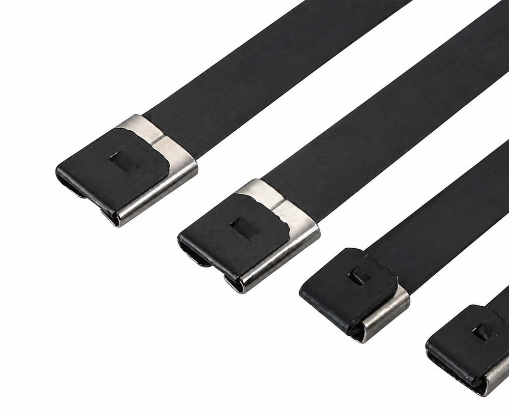 STROVOLT O Lock epoxy-coated stainless steel cable ties 16×350mm, durable reusable fastening solution