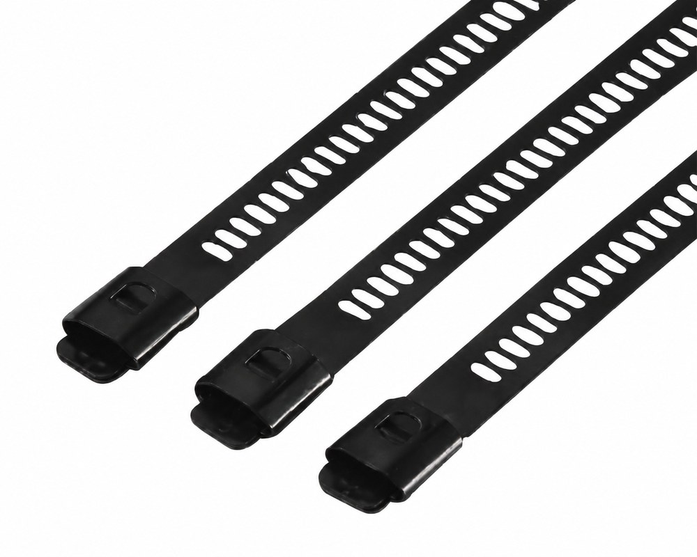 STROVOLT stainless steel PVC-coated cable ties, ladder single barb lock type, 7×225mm, durable heavy-duty fastening solution