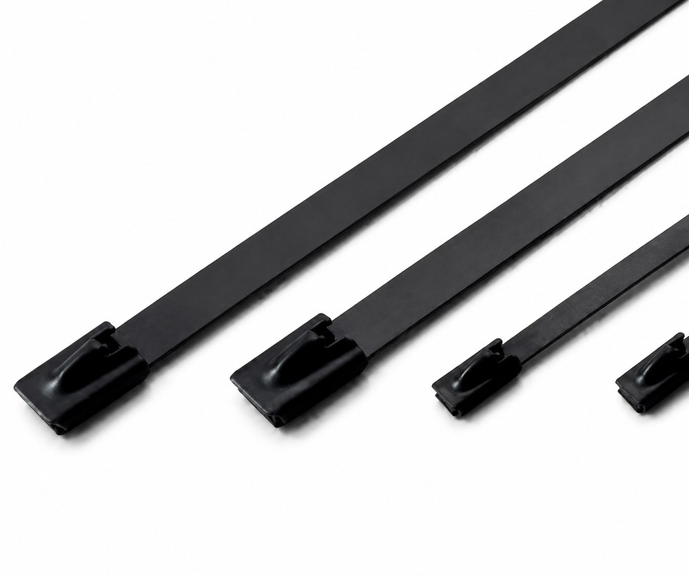STROVOLT stainless steel PVC-coated cable ties 12x450mm ball lock type reusable heavy-duty