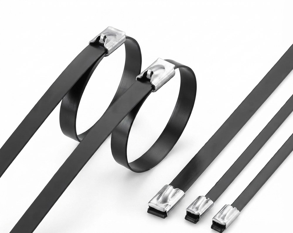 STROVOLT stainless steel plastic-coated cable ties, ball lock type, 9×250mm, durable and reusable STV-SBLC-9x250