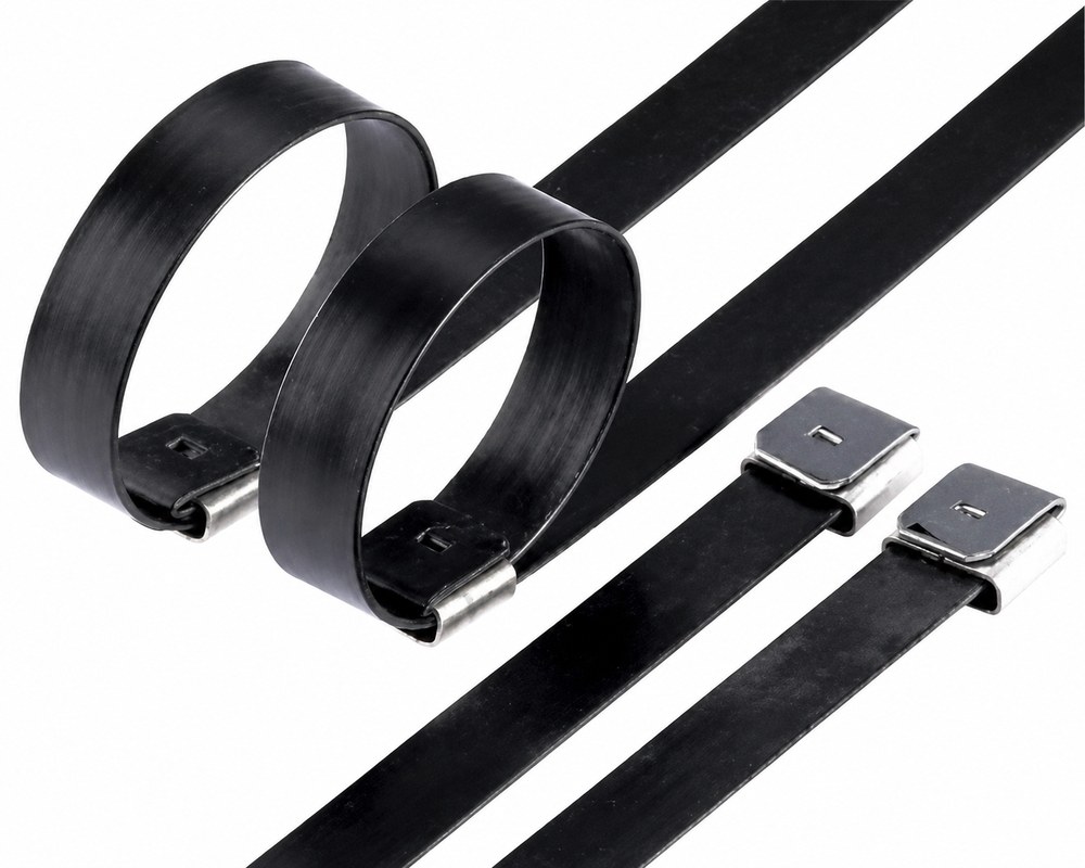 STROVOLT O Lock cable ties 13x700mm stainless steel with plastic coating for secure bundling