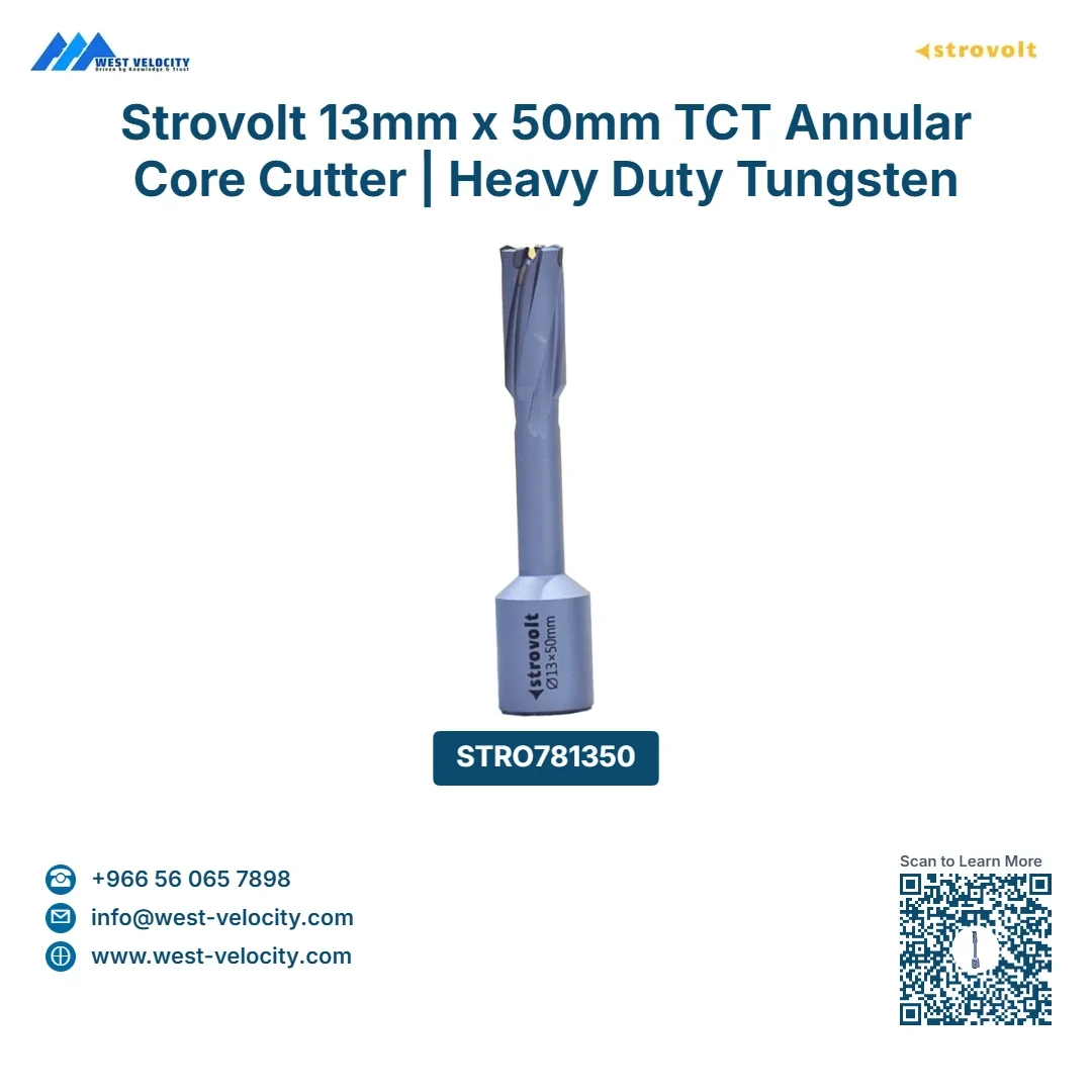 Strovolt 13mm x 50mm TCT Annular Core Cutter | Heavy Duty Tungsten Carbide Tipped Mag Drill Bit for Stainless Steel & Rail (3/4" Weldon Shank) - STROVOLT - SKU: STRO781350 - Saudi Arabia