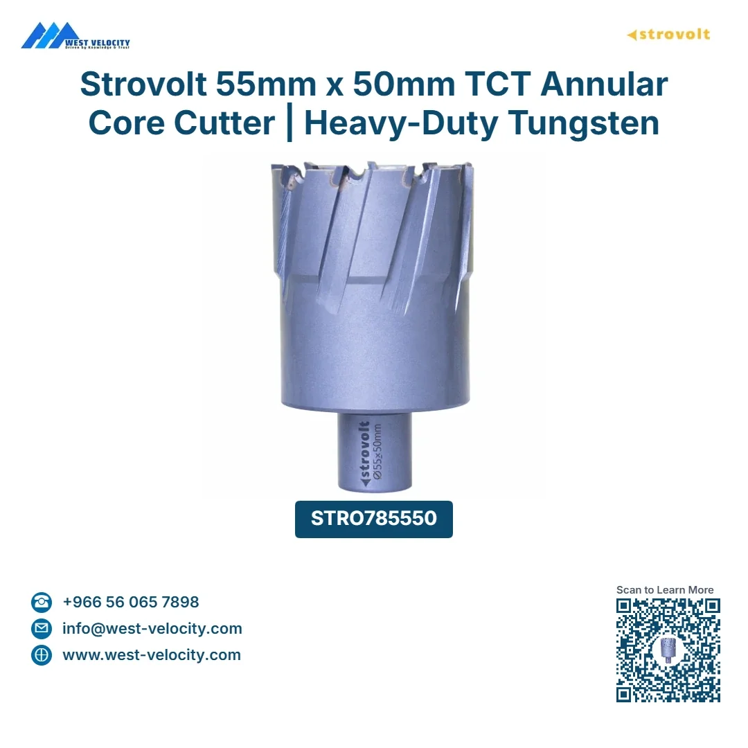 Strovolt 55mm x 50mm TCT Annular Core Cutter | Heavy-Duty Tungsten Carbide Tipped Mag Drill Bit for Structural Steel & Inox - STROVOLT - SKU: STRO785550 - Saudi Arabia