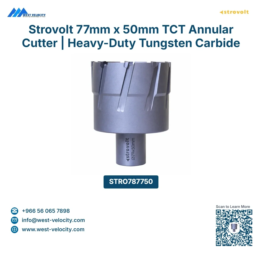 Strovolt 77mm x 50mm TCT Annular Cutter | Heavy-Duty Tungsten Carbide Tipped Mag Drill Bit for Hardened Steel & Rail - STROVOLT - SKU: STRO787750 - Saudi Arabia