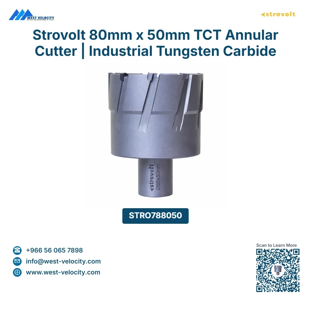 Strovolt 80mm x 50mm TCT Annular Cutter | Industrial Tungsten Carbide Tipped Mag Drill Bit - STROVOLT - SKU: STRO788050 - Saudi Arabia