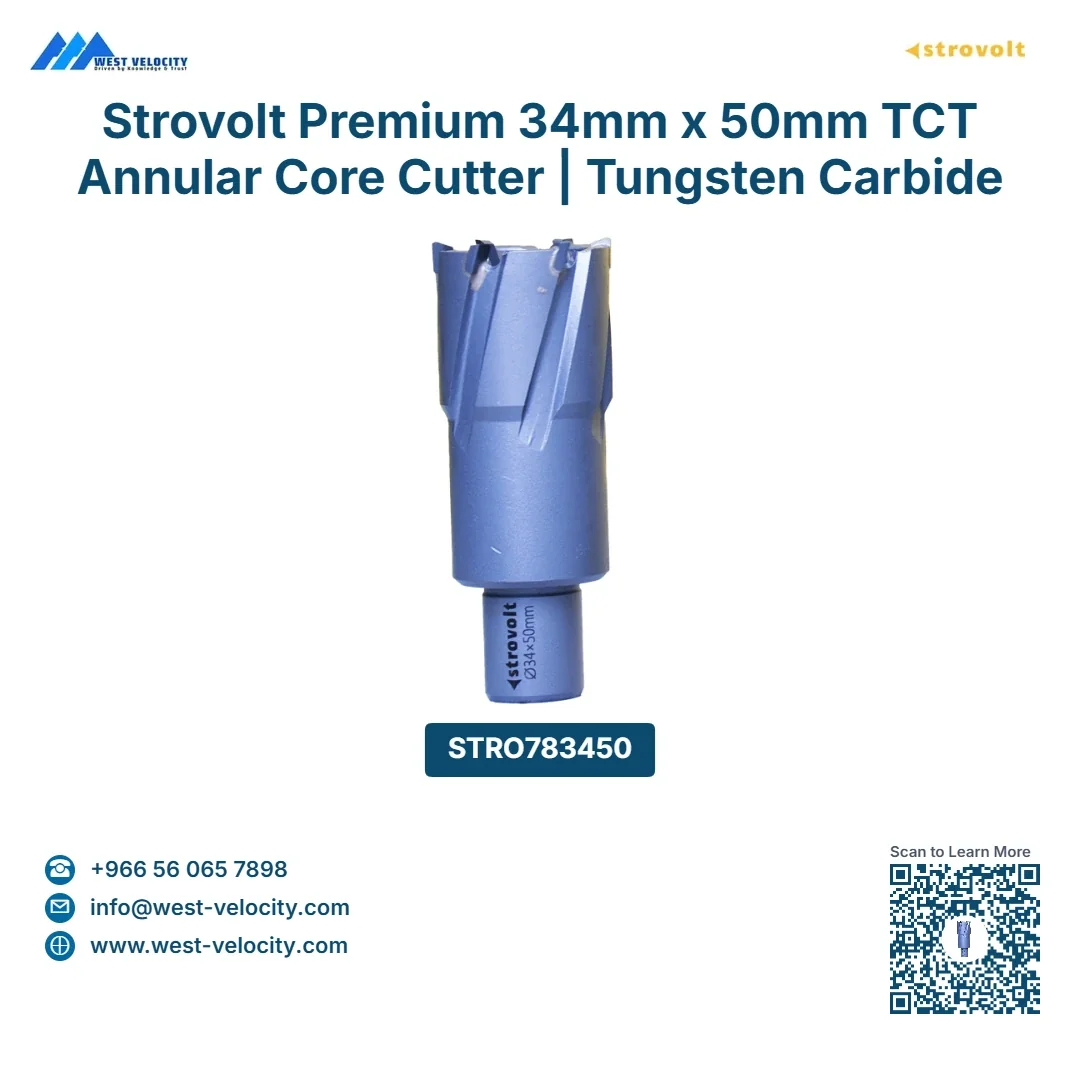 Strovolt Premium 34mm x 50mm TCT Annular Core Cutter | Tungsten Carbide Tipped Mag Drill Bit - STROVOLT - SKU: STRO783450 - Saudi Arabia
