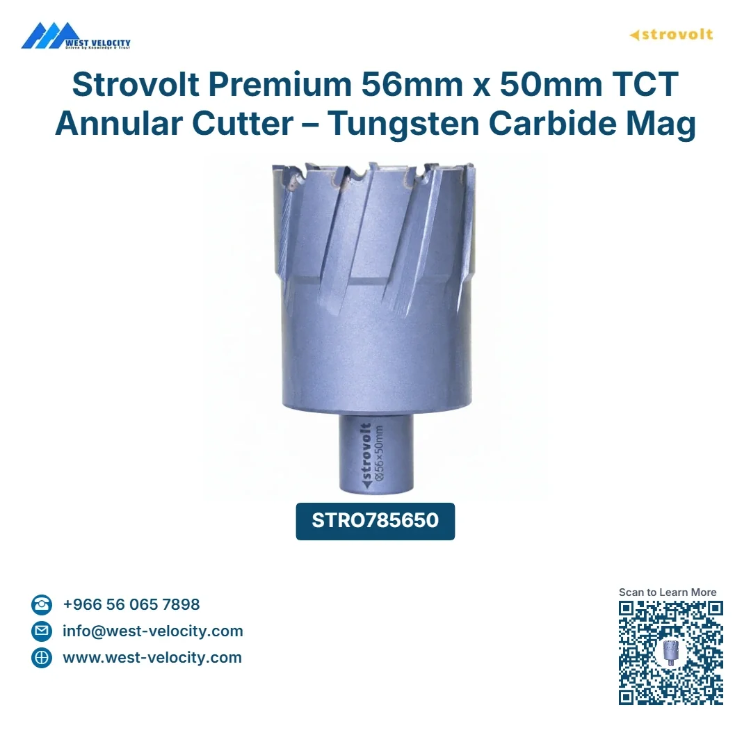 Strovolt Premium 56mm x 50mm TCT Annular Cutter – Tungsten Carbide Mag Drill Bit for Structural Steel & Inox - STROVOLT - SKU: STRO785650 - Saudi Arabia