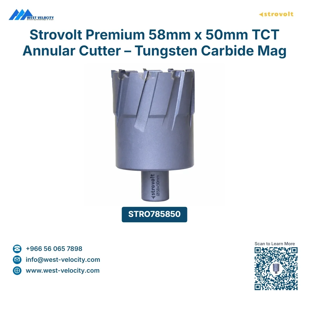Strovolt Premium 58mm x 50mm TCT Annular Cutter – Tungsten Carbide Mag Drill Bit for Structural Steel & Inox - STROVOLT - SKU: STRO785850 - Saudi Arabia