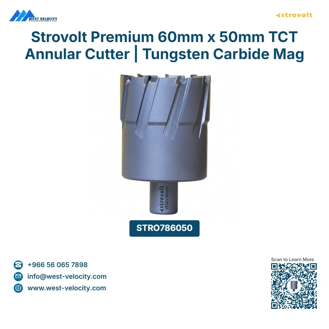 Strovolt Premium 60mm x 50mm TCT Annular Cutter | Tungsten Carbide Mag Drill Bit - STROVOLT - SKU: STRO786050 - Saudi Arabia