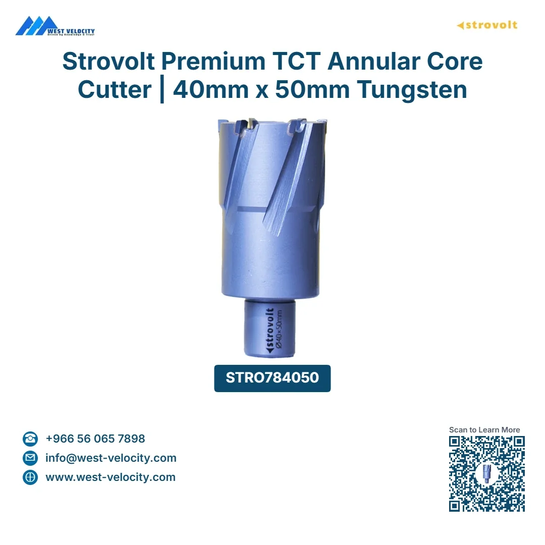 Strovolt Premium TCT Annular Core Cutter | 40mm x 50mm Tungsten Carbide Mag Drill Bit | Heavy Duty Metal Cutter - STROVOLT - SKU: STRO784050 - Saudi Arabia