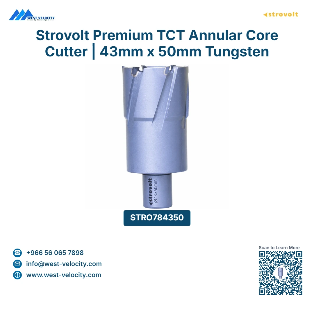 Strovolt Premium TCT Annular Core Cutter | 43mm x 50mm Tungsten Carbide Mag Drill Bit - STROVOLT - SKU: STRO784350 - Saudi Arabia