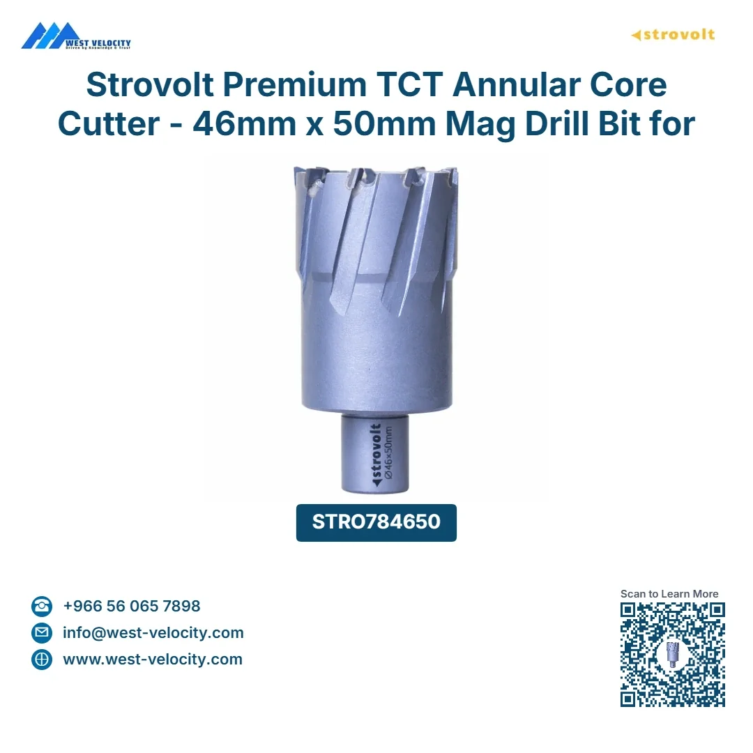 Strovolt Premium TCT Annular Core Cutter - 46mm x 50mm Mag Drill Bit for Structural Steel - STROVOLT - SKU: STRO784650 - Saudi Arabia