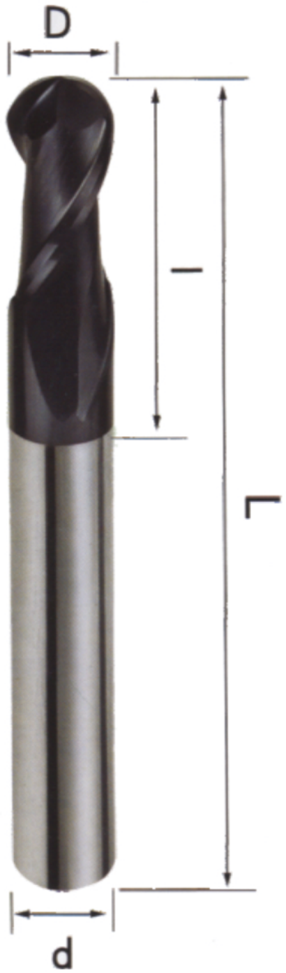 STROVOLT 1.5mm ball-nose end mill, carbide tooling for HRC≤45 materials, 50mm length
