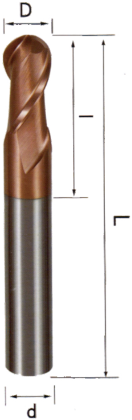 STROVOLT 1.5mm ball-nose end mill, carbide tooling for HRC≤55 materials, 50mm length