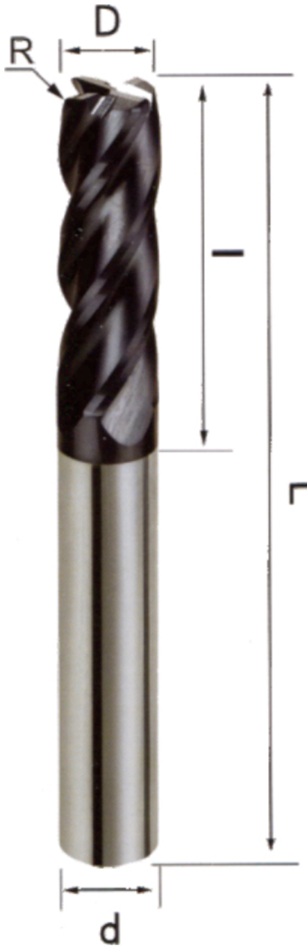STROVOLT corner-radius end mill Ø1.5×50mm with R0.2 radius for HRC≤45 materials