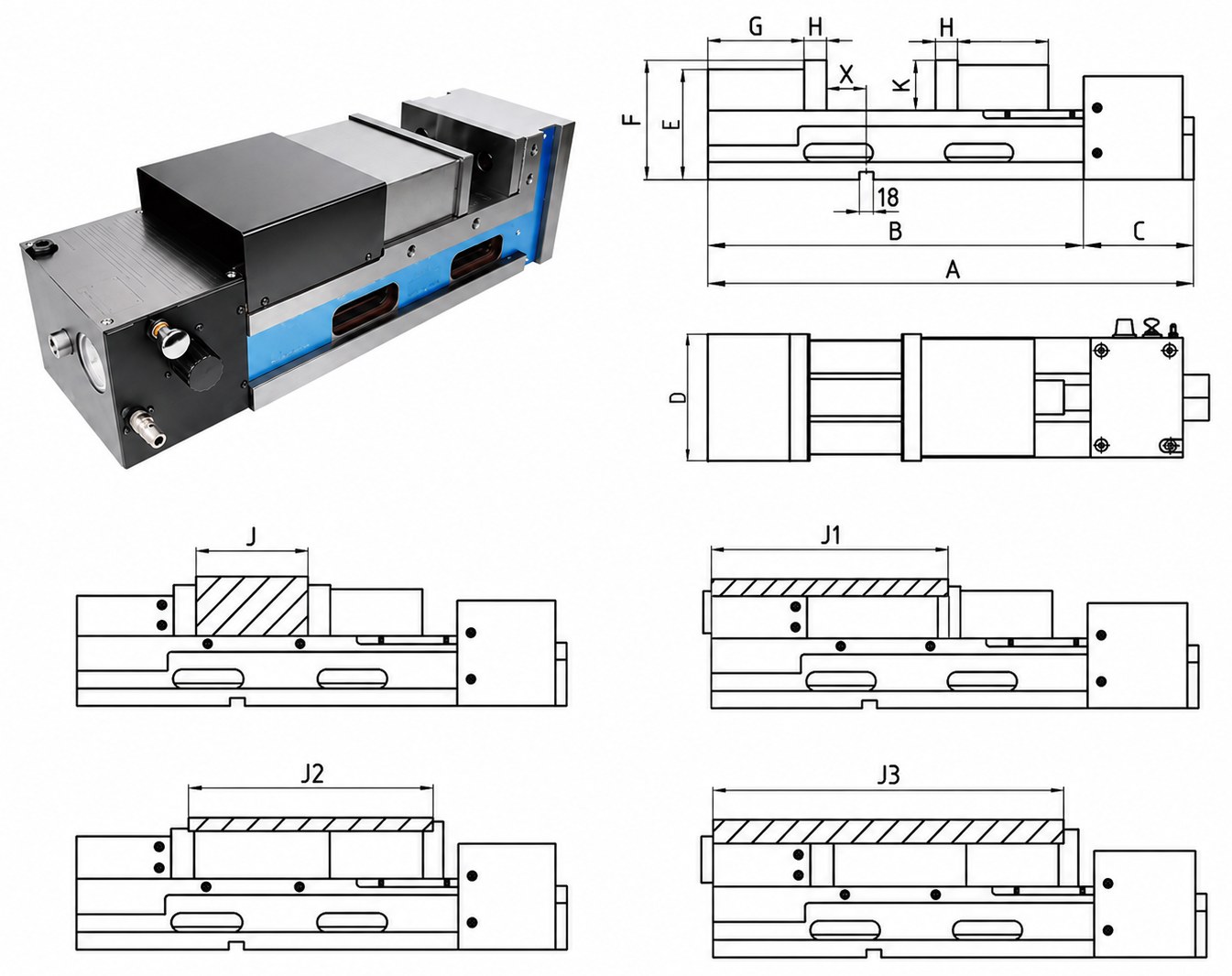 STROVOLT Pneumatic Hydraulic Precision Fast Vise MT-00016 Series for stable high-precision clamping in machining