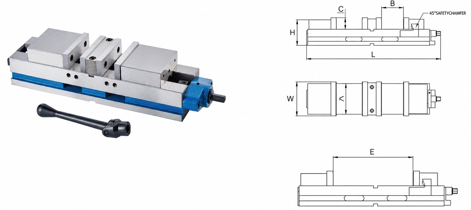 STROVOLT SV-93 Series heavy-duty double-station vise for machine tools with precision clamping