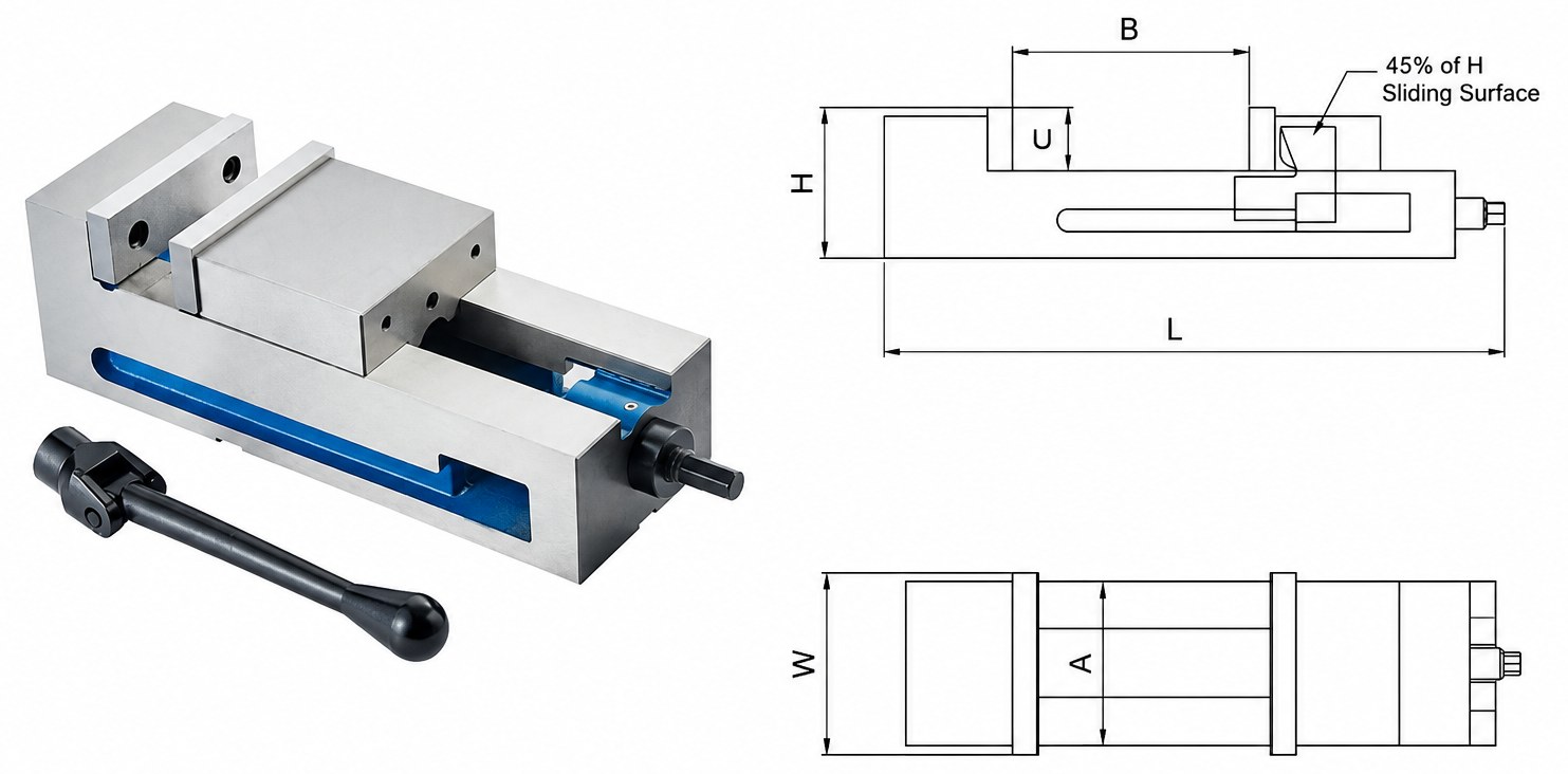 STROVOLT SV-16 Series Unibody Vise durable machine tool accessory with precision clamping
