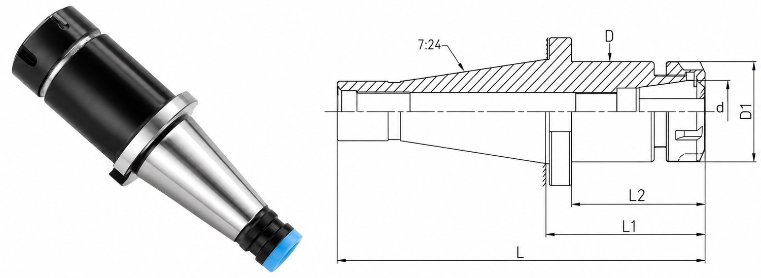 STROVOLT DIN2080-ER milling tool holder with precision clamping for MT-10005 series machine tools
