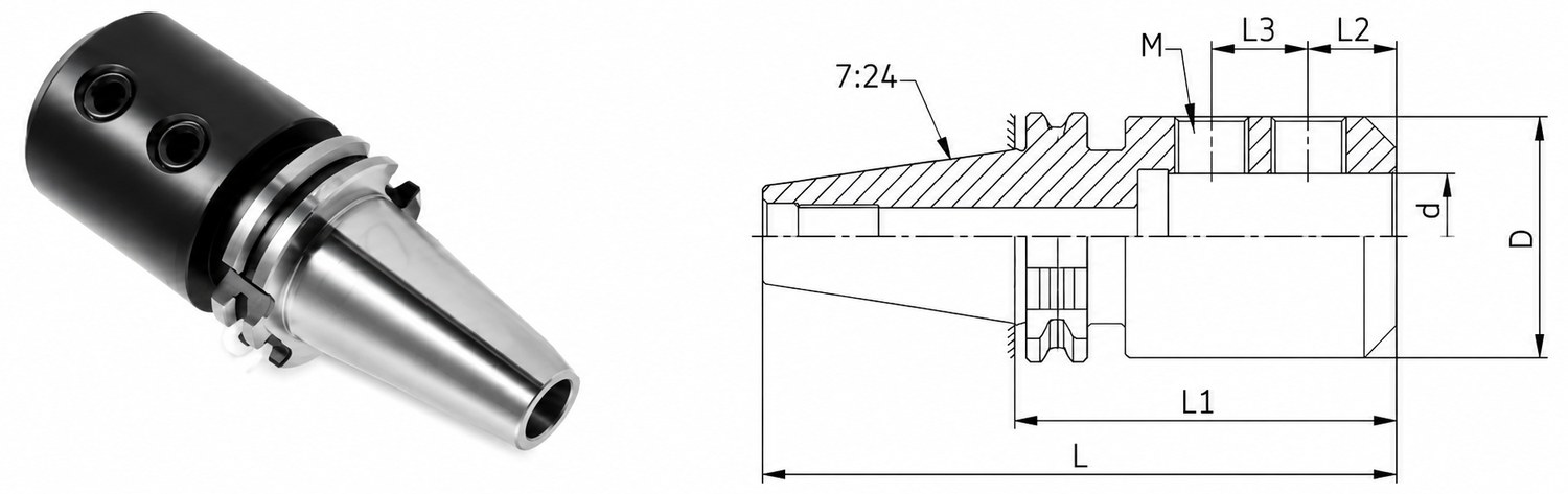 STROVOLT DIN69871.A50-SLN Side Lock End Mill Holder MT-10013-III Series with secure clamping for precision machining