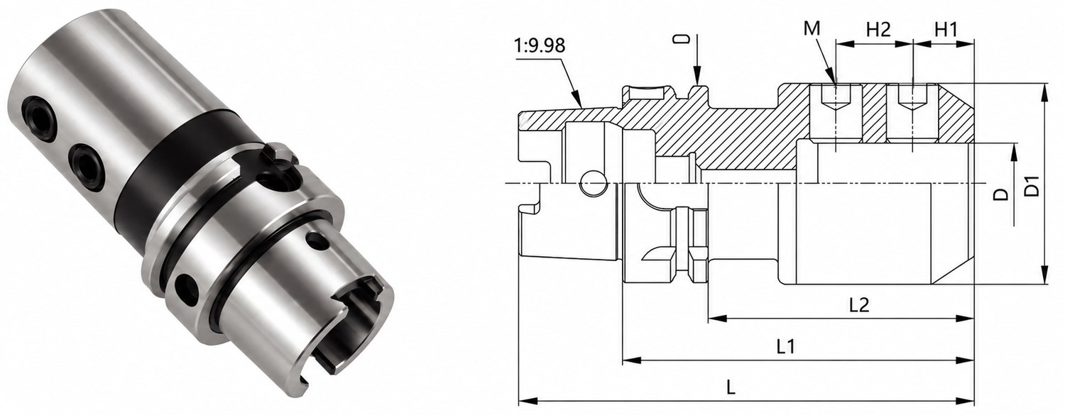 STROVOLT HSK A-SLN Side Lock End Mill Holder MT-10014 Series with precision clamping for CNC machining