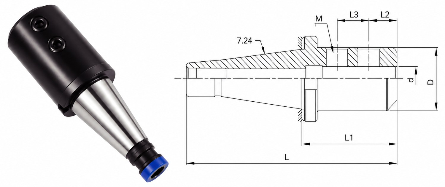 STROVOLT DIN2080-SLN Side Lock End Mill Holder MT-10016 Series with secure clamping for precision machining