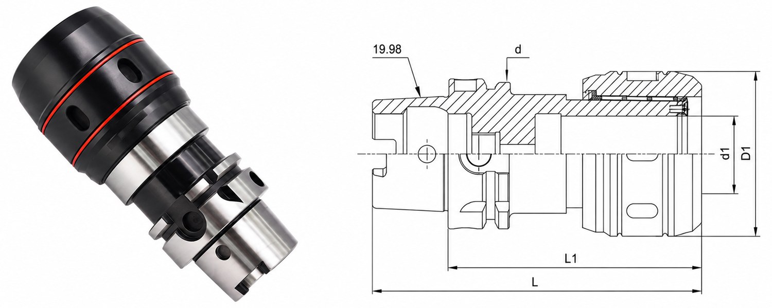STROVOLT HSK-A Series Power Milling Chuck with high clamping force for precision machining
