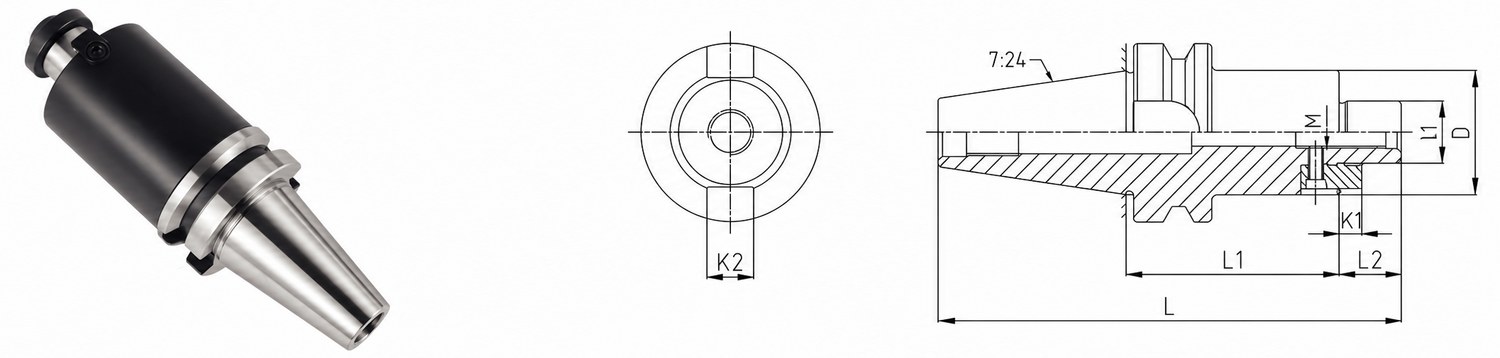 STROVOLT BT30-FMA1 face mill arbor with 2-1/2 inch diameter for precision machining tool accessories