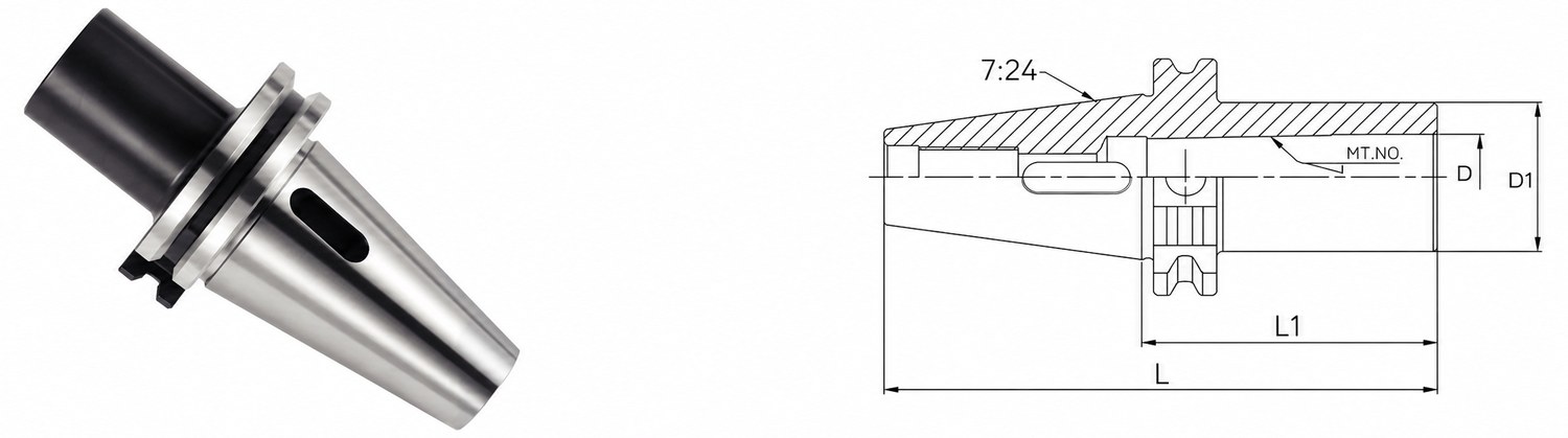 STROVOLT DIN69871-MTA Morse Taper arbor with tang, MT-10033 series, precision machine tool accessory for secure tool holding
