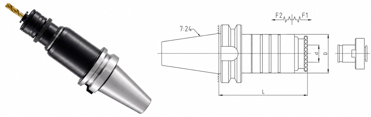 STROVOLT BT Series Quick Change Tapping Toolholder with precision MT-10053 collet for efficient machine tooling