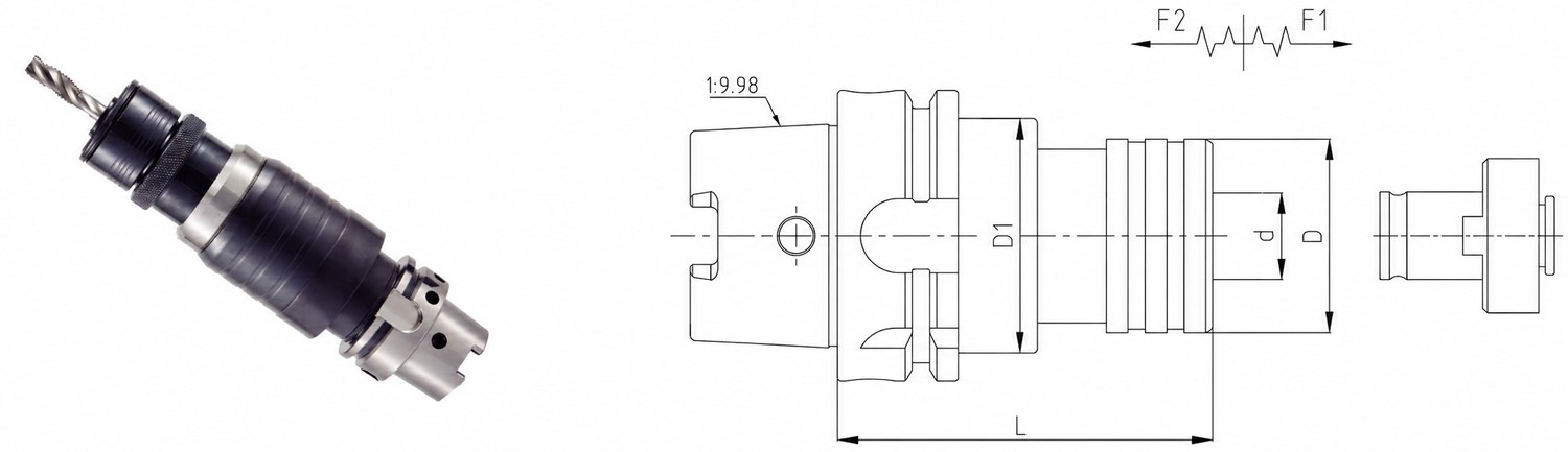 STROVOLT HSK Quick Change Tapping Toolholder MT-10059 Series with precision collet clamping for machine tools