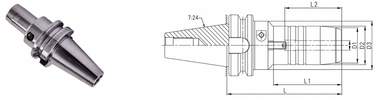 STROVOLT BT30/40 hydraulic tool holder MT-10064-I series for precision machining with secure clamping