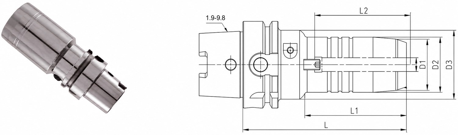 STROVOLT HSK63A hydraulic tool holder MT-10065-I series for precision machining with vibration damping