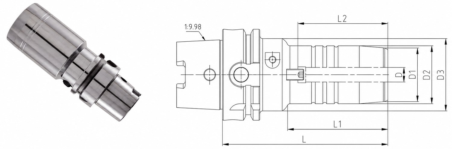 STROVOLT HSK100A hydraulic tool holder MT-10065-II series with precision clamping for CNC machines