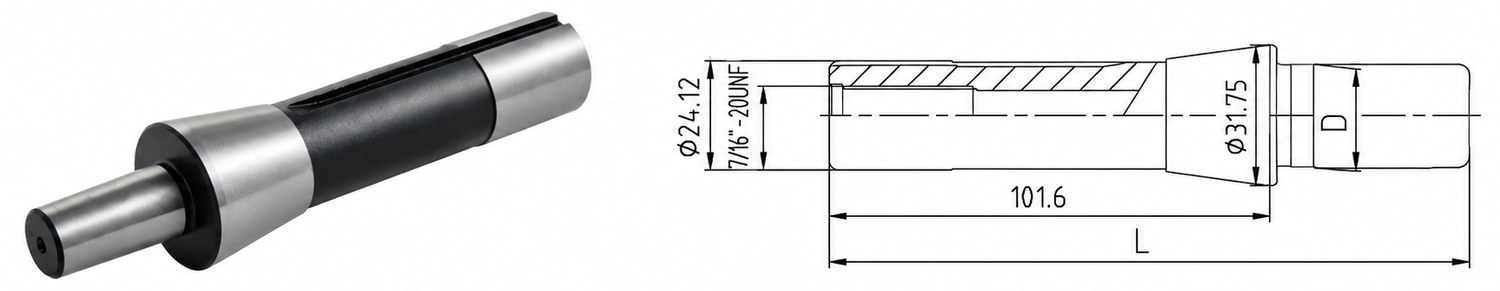 STROVOLT R8 shank drill adapter MT-20013 for machine tools, precision fit and durable construction