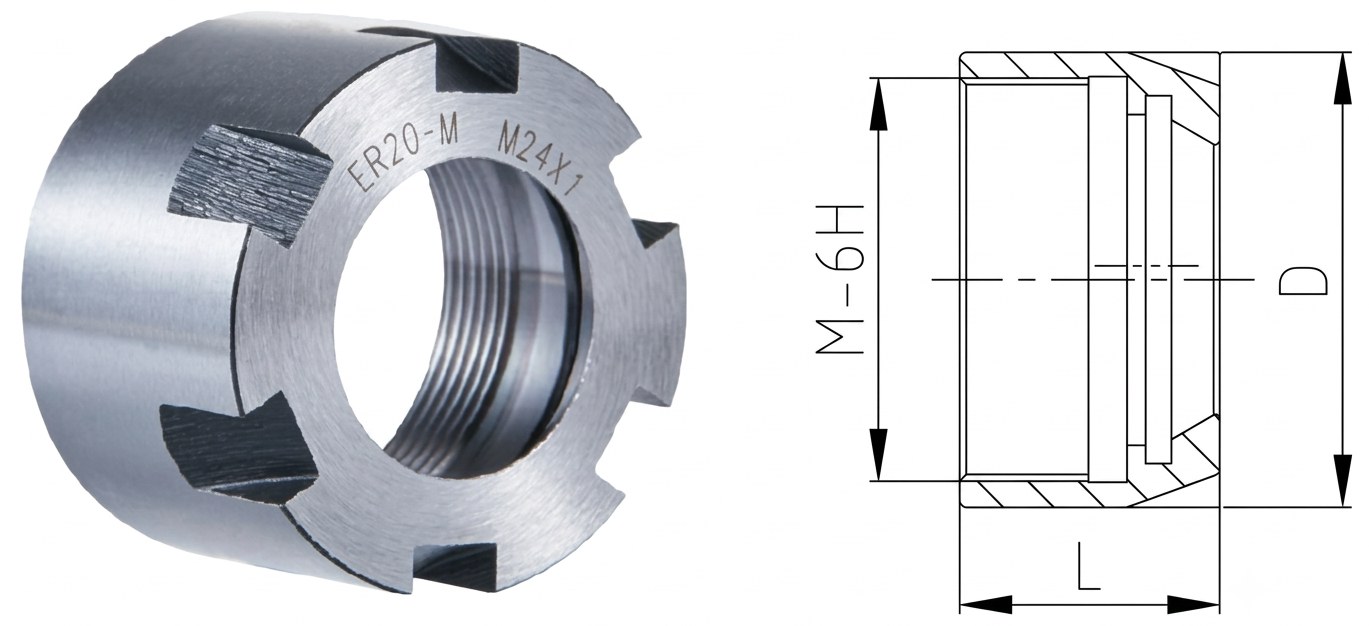 STROVOLT ER Nut for ERM Series collet holders, precision clamping for machine tools