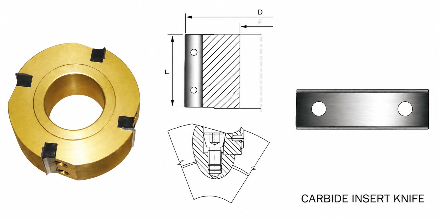 STROVOLT CHR3 Series cutter head for rabbets with replaceable carbide blades for precision woodworking